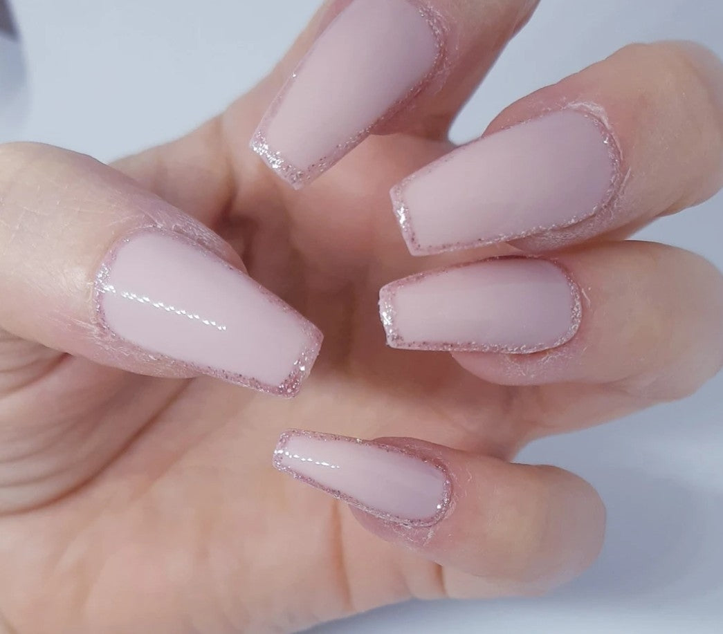 Soft Pink Base N Sparkles | Press on Nails