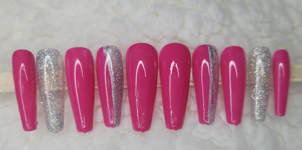 Two Toned Pink Sparkle | Press on Nails
