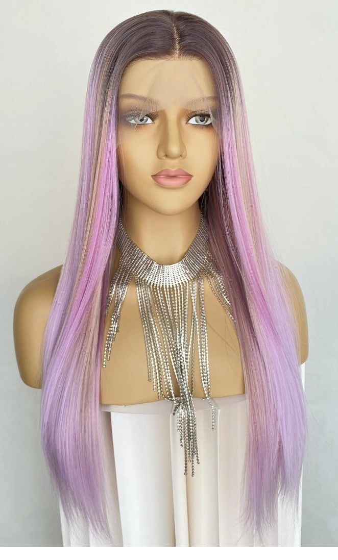 Purple Pink Highlighted Wig