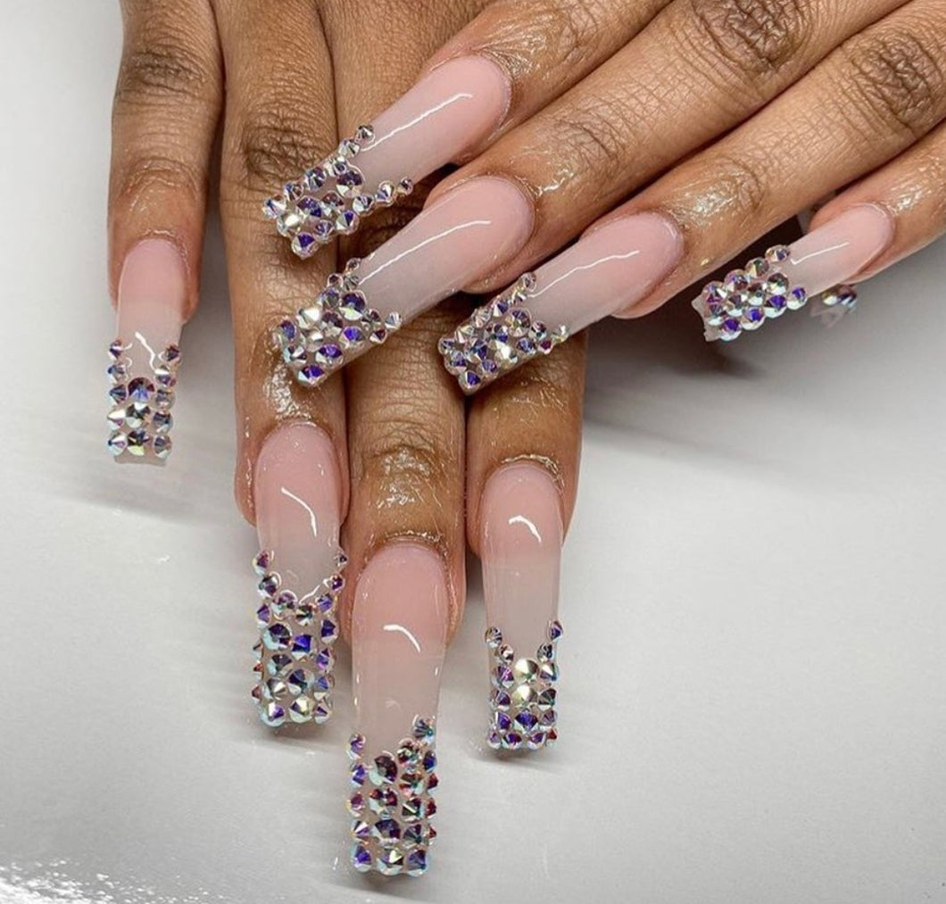 French Bling Gem Tips | Press on Nails