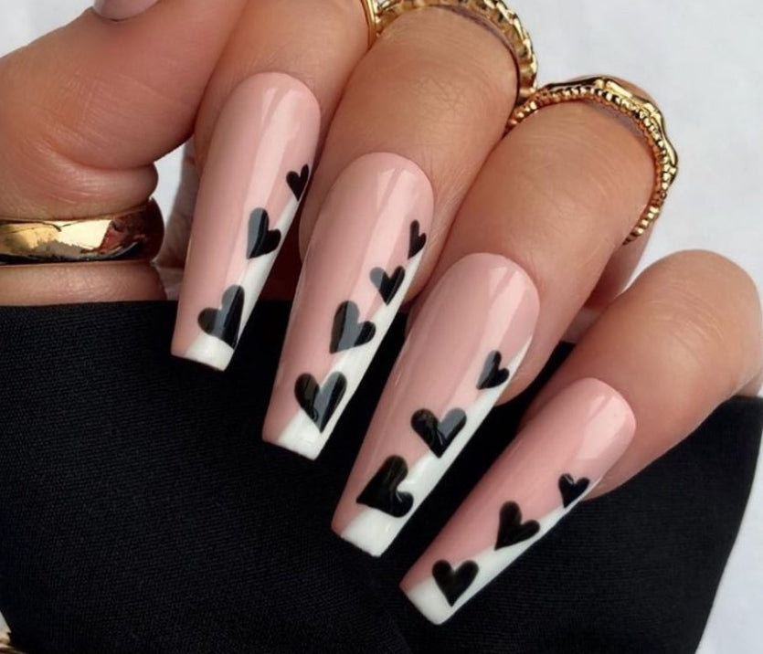 Nude Side Hearts | Press on Nails