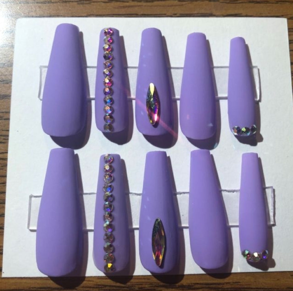Purple Diva Gemz | Press on Nails