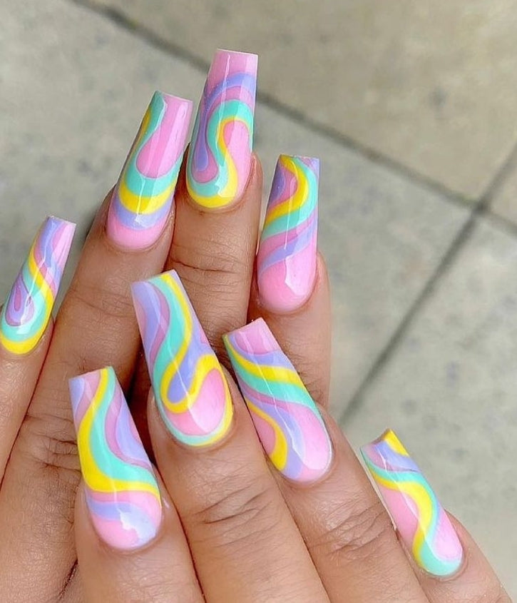 Pastel Swirls | Press on Nails