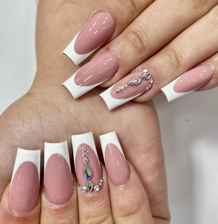 French Pink Nude Gemz | Press on Nails