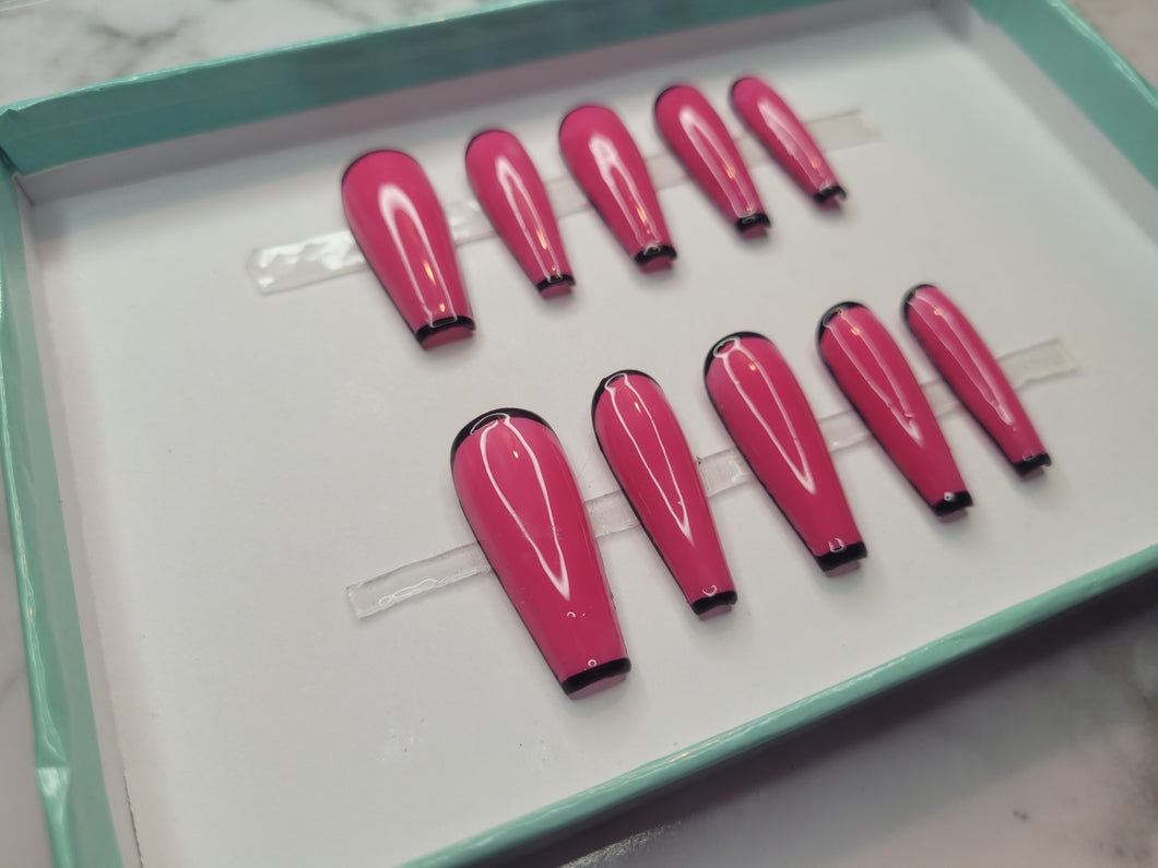 Glossy Pink Girl Tips | Press on Nails