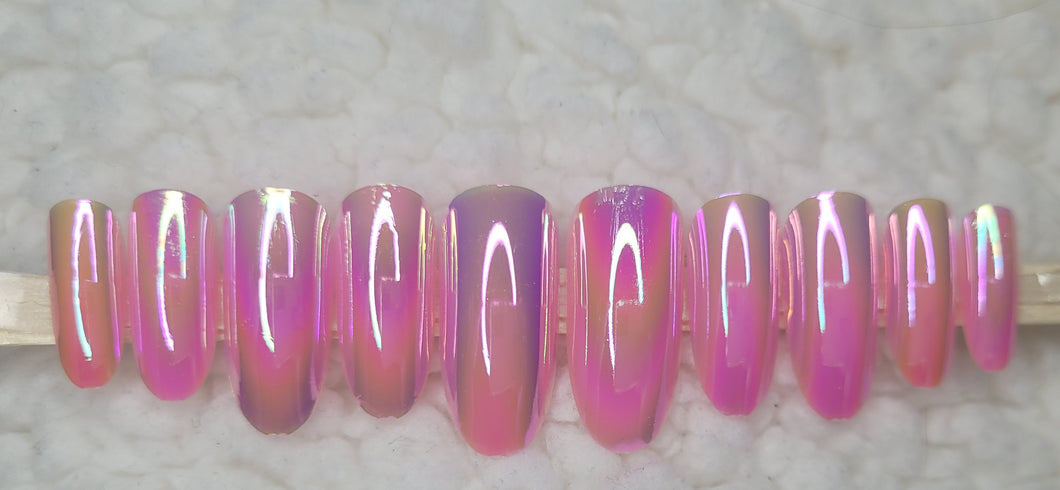 Pink Indecent Chrome | Press on Nails