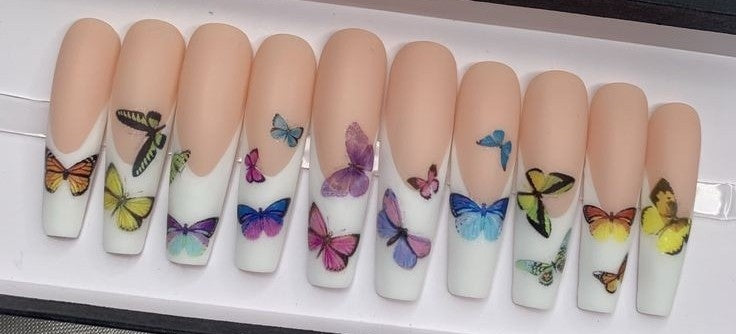 Big White Butterfly Tips | Press on Nails
