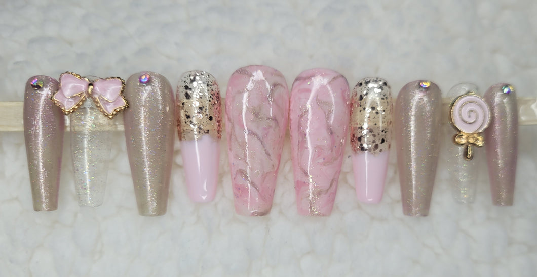 Candy Marbled Charms | Press on Nails