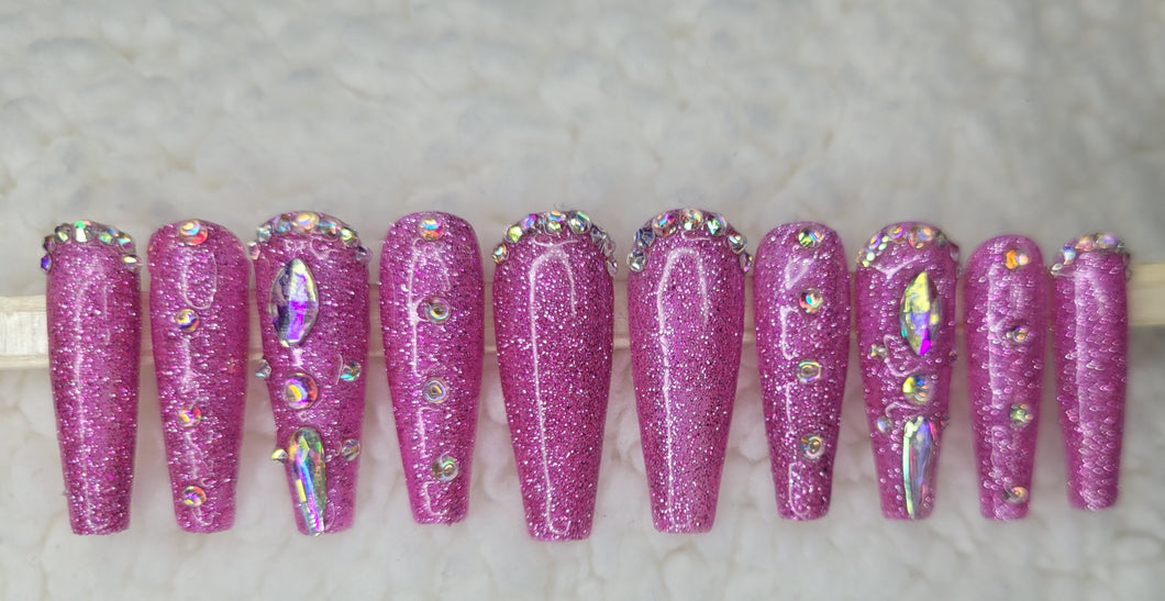 Pink Dazzling Diamondz | Press on Nails