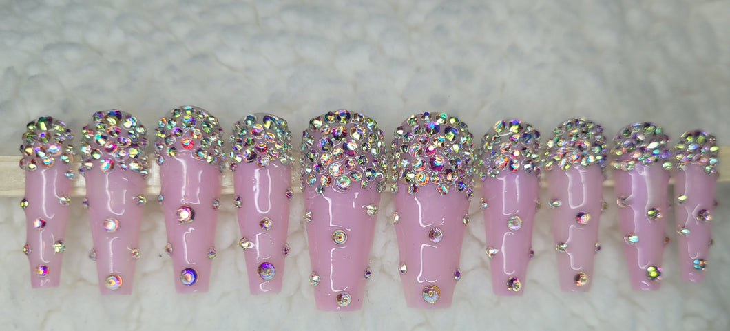 Pink Princess Gemz | Press on Nails