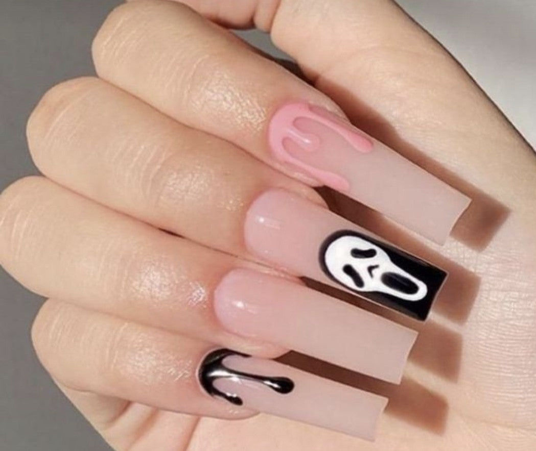 Pink Scream Drips | Press on Nails