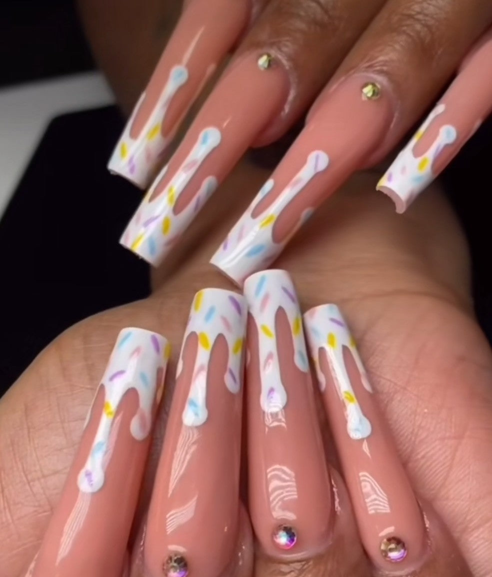 Icecream Dripped Nude | Press on Nails