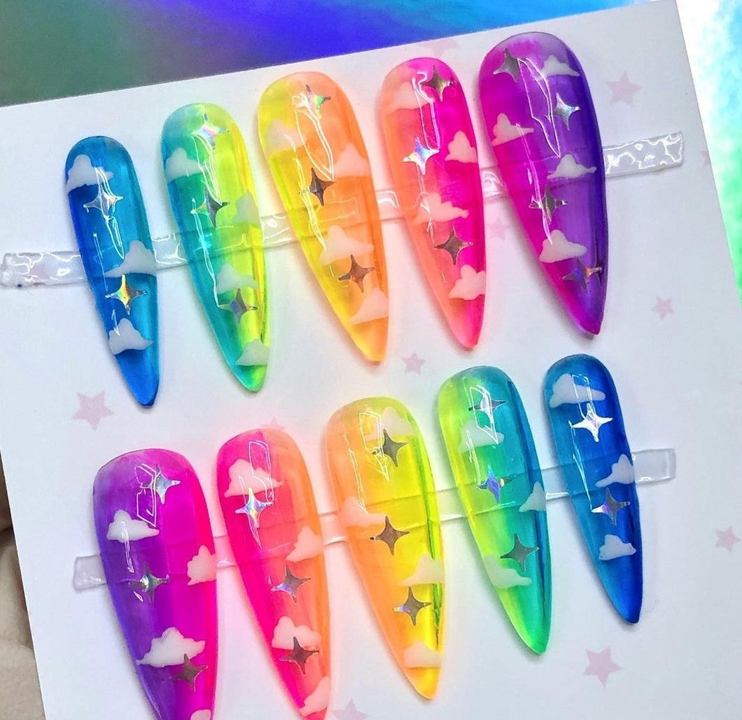 Jelly Rainbow Skiez | Press on Nail Set