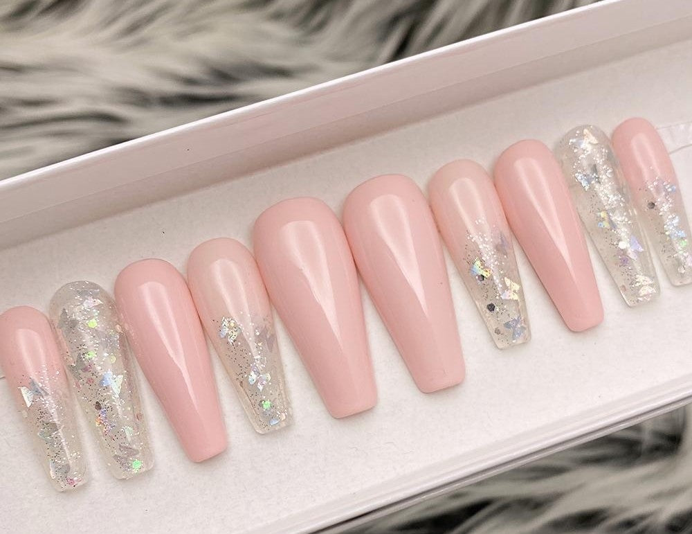 Baby Pink Butterfly Sparkles | Press on Nails
