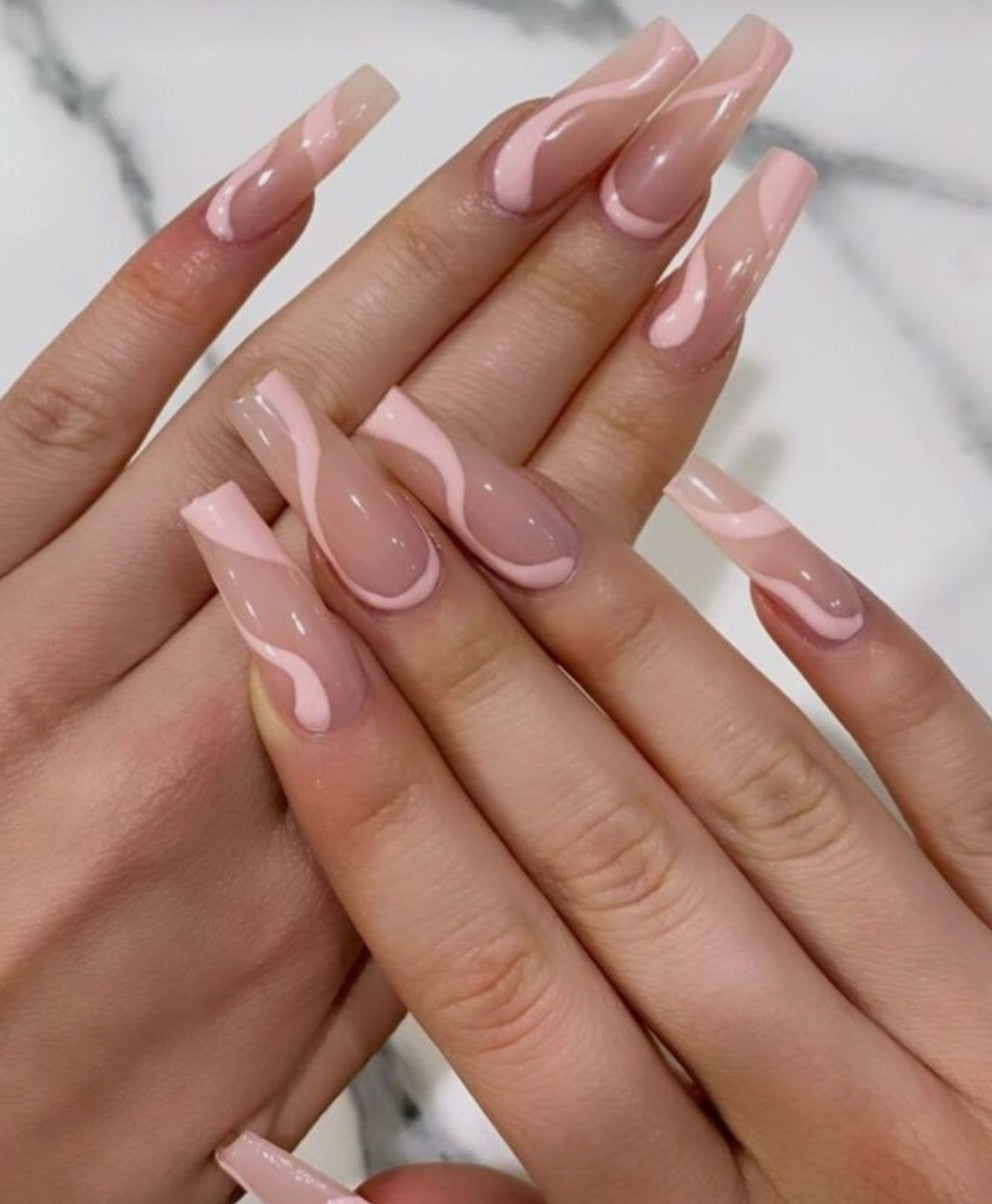 Pink Jelly Swirls | Press on Nails