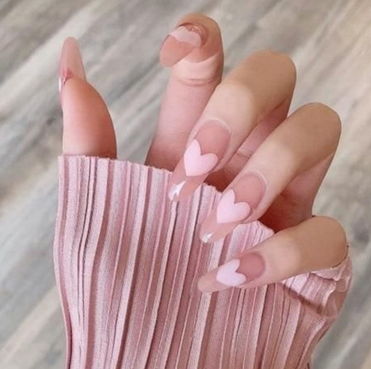 Jelly Pink Hearts | Press on Nails
