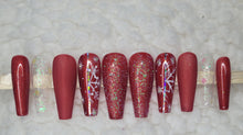 Load image into Gallery viewer, Christmas Red Sparkle Flake | Press on Nails
