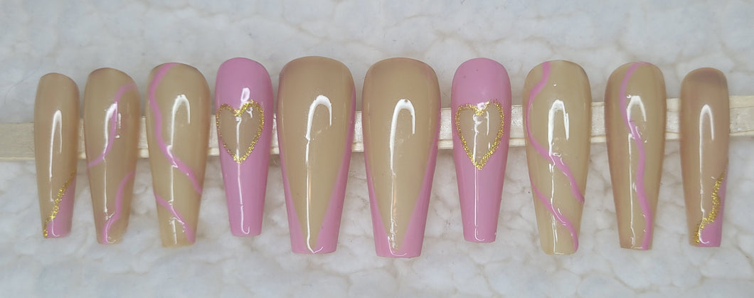 Nude Pink Heartz | Press on Nails