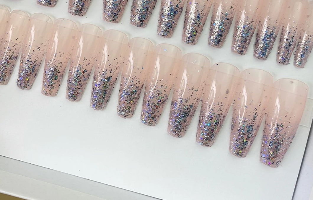 Mixed Sparkle Nude Tips | Press on Nails