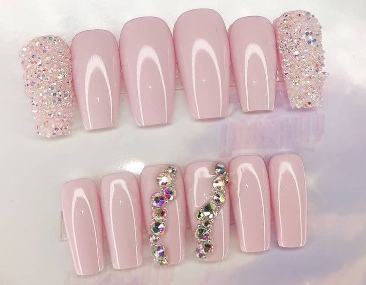 Gem Pink Sparkles | Press on Nails