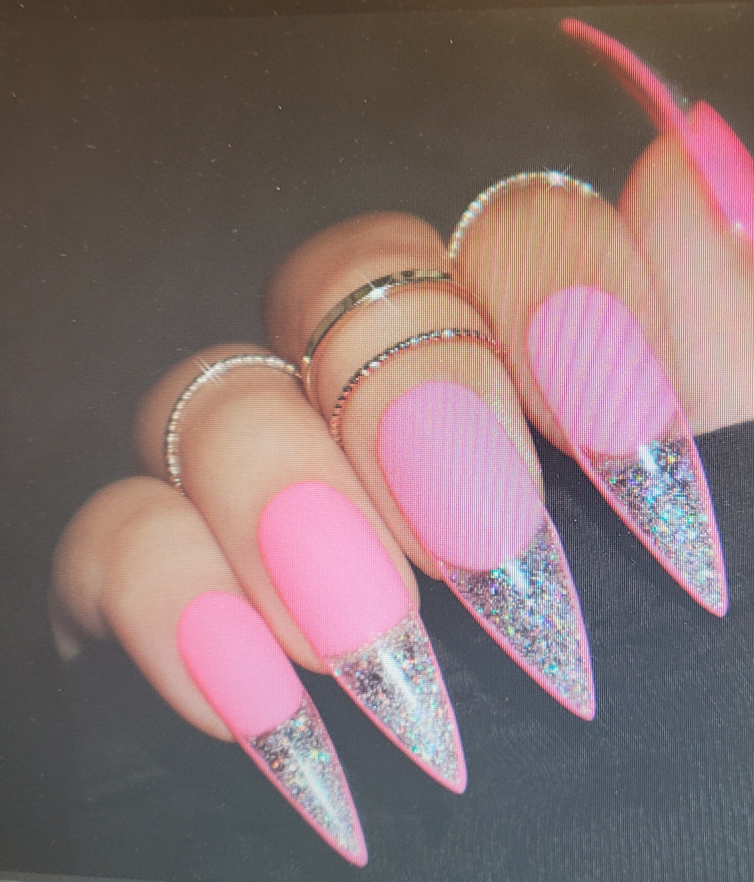 Pink Holo Tips | Press on Nails