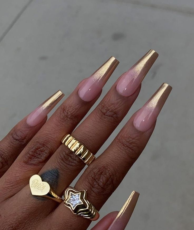 Gold Dusted Tips | Press on Nails