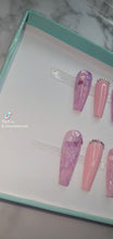 Load and play video in Gallery viewer, Pink Hearts Dazzle Sparkles | Press on Nails
